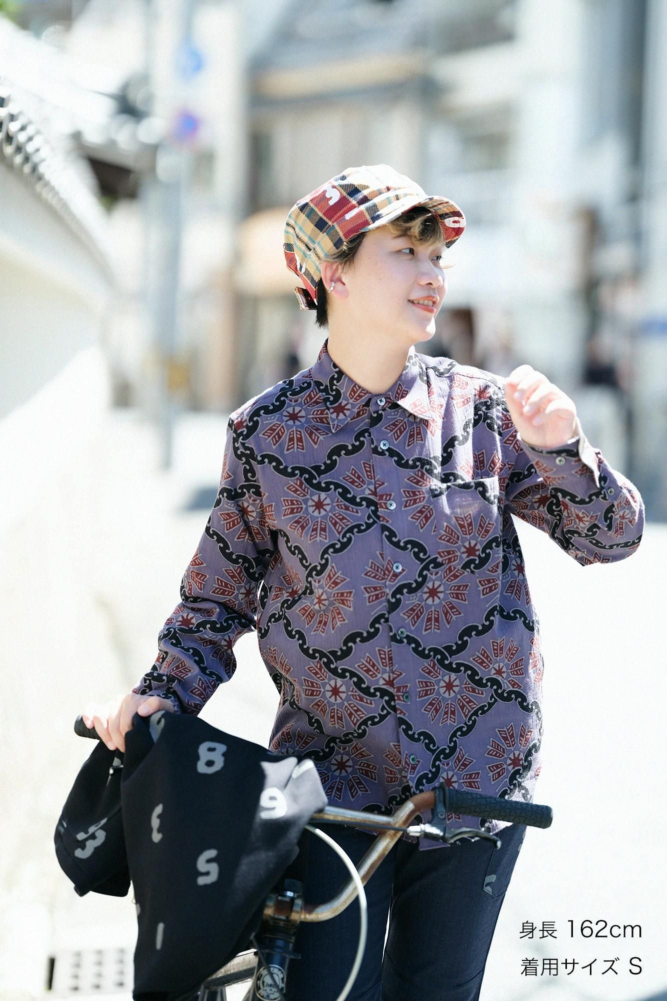 高島縮 20/20 シャツ／環繋ぎ矢車文（かんつなぎやぐるまもん） 写し（うつし）