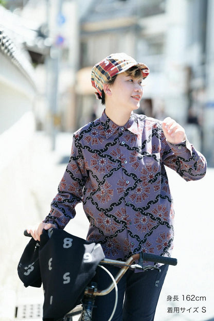 高島縮 20/20 シャツ／環繋ぎ矢車文（かんつなぎやぐるまもん） 写し（うつし）
