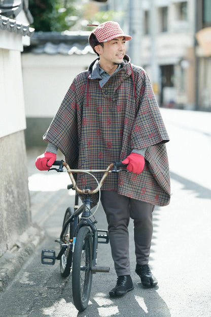 ネップツイード ボア BIKE CAP／レッドチェック×SO-SU-U