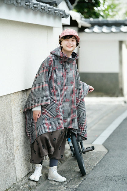 ネップツイード ボア BIKE CAP／レッドチェック×SO-SU-U