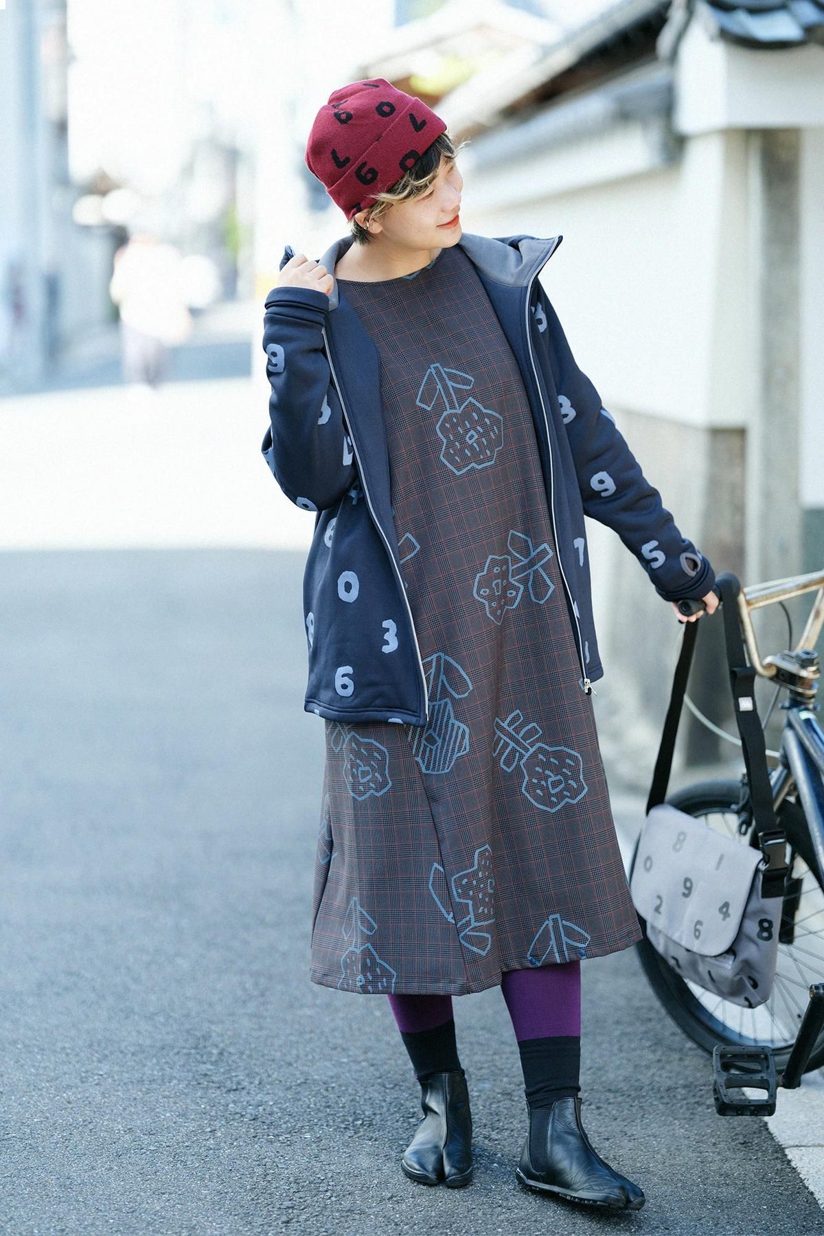 C.C deportare レギンス・ANKLE／パンジー×ブラックネイビー