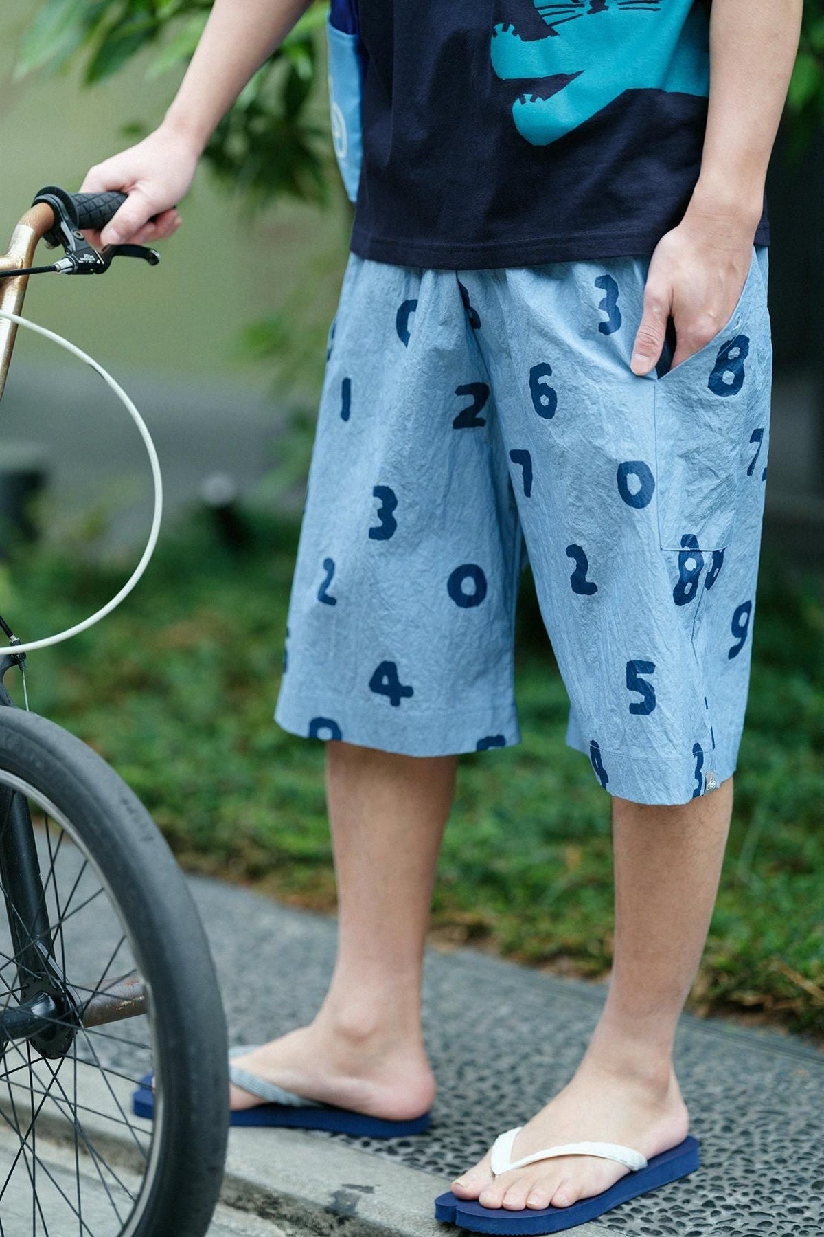 【net限定】タイプライタークロス BIKEショーツ／SO-SU-U 灰青（はいあお）