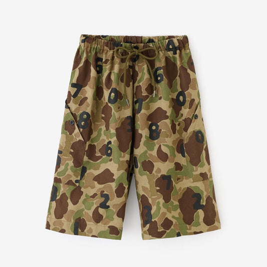 リネンツイル BIKEショーツ／duck hunter camo SO-SU-U 空五倍子色（うつふしいろ）
