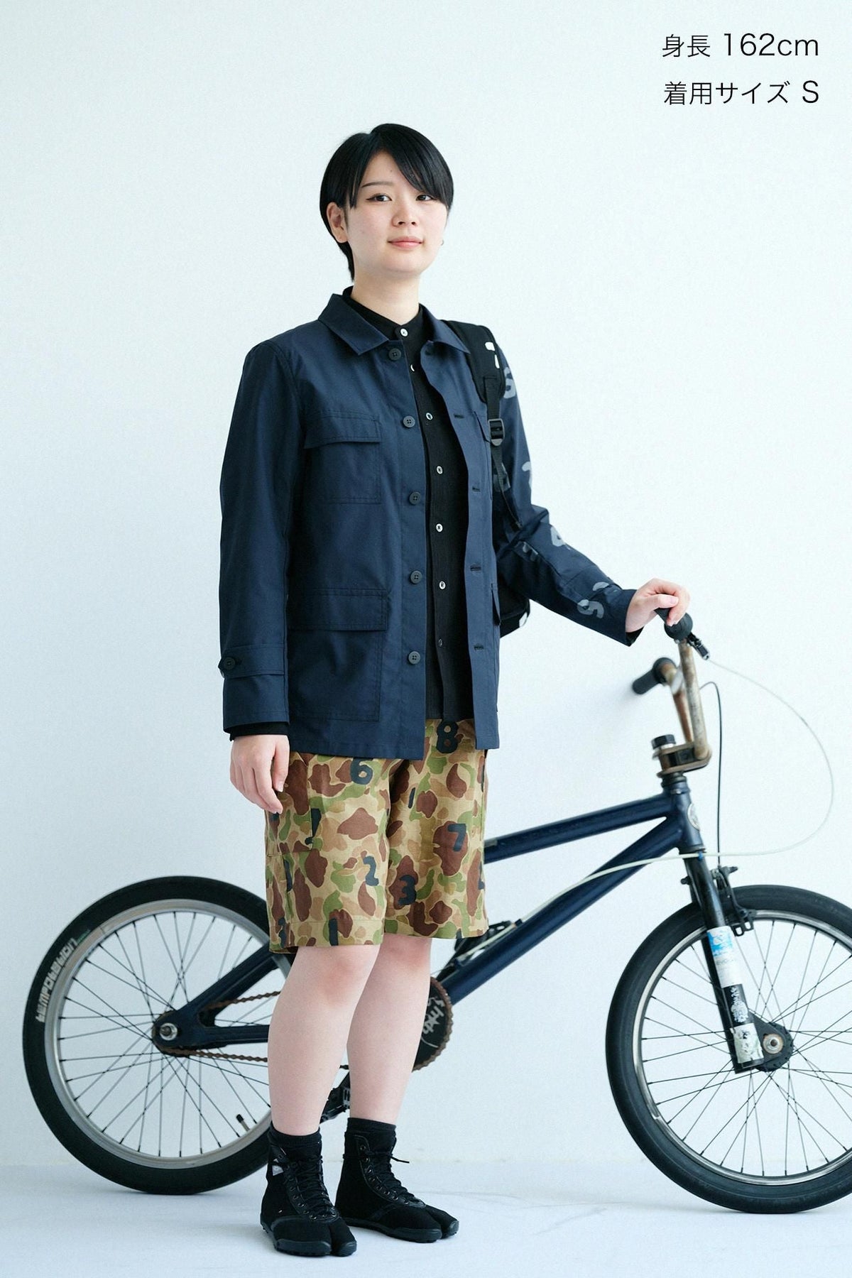 リネンツイル BIKEショーツ／duck hunter camo SO-SU-U 空五倍子色（うつふしいろ）