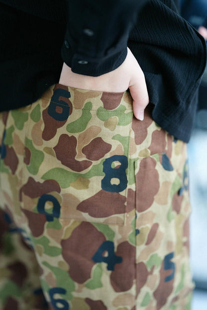リネンツイル BIKEショーツ／duck hunter camo SO-SU-U 空五倍子色（うつふしいろ）