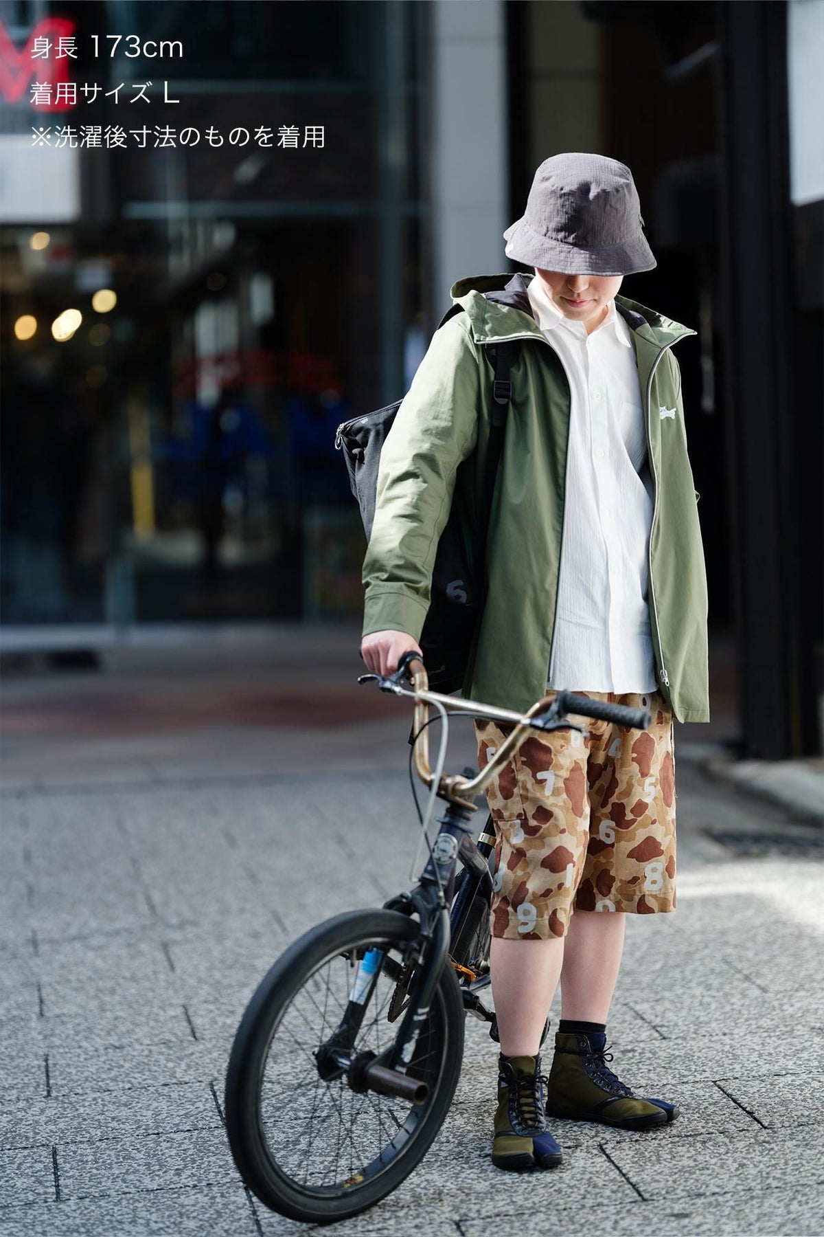 リネンツイル BIKEショーツ／duck hunter camo SO-SU-U 白茶（しらちゃ）