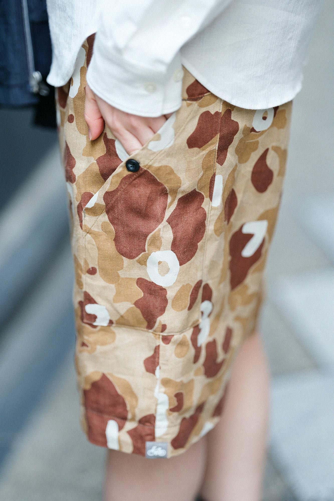 リネンツイル BIKEショーツ／duck hunter camo SO-SU-U 白茶（しらちゃ）