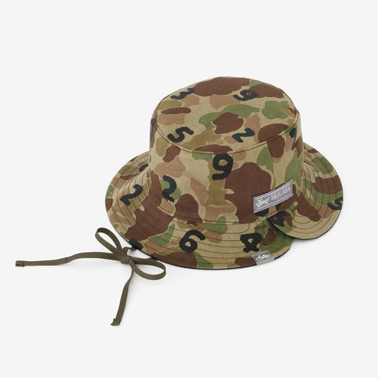 リネンツイル リバーシブル BIKE HAT／duck hunter camo SO-SU-U 空五倍子色（うつふしいろ）