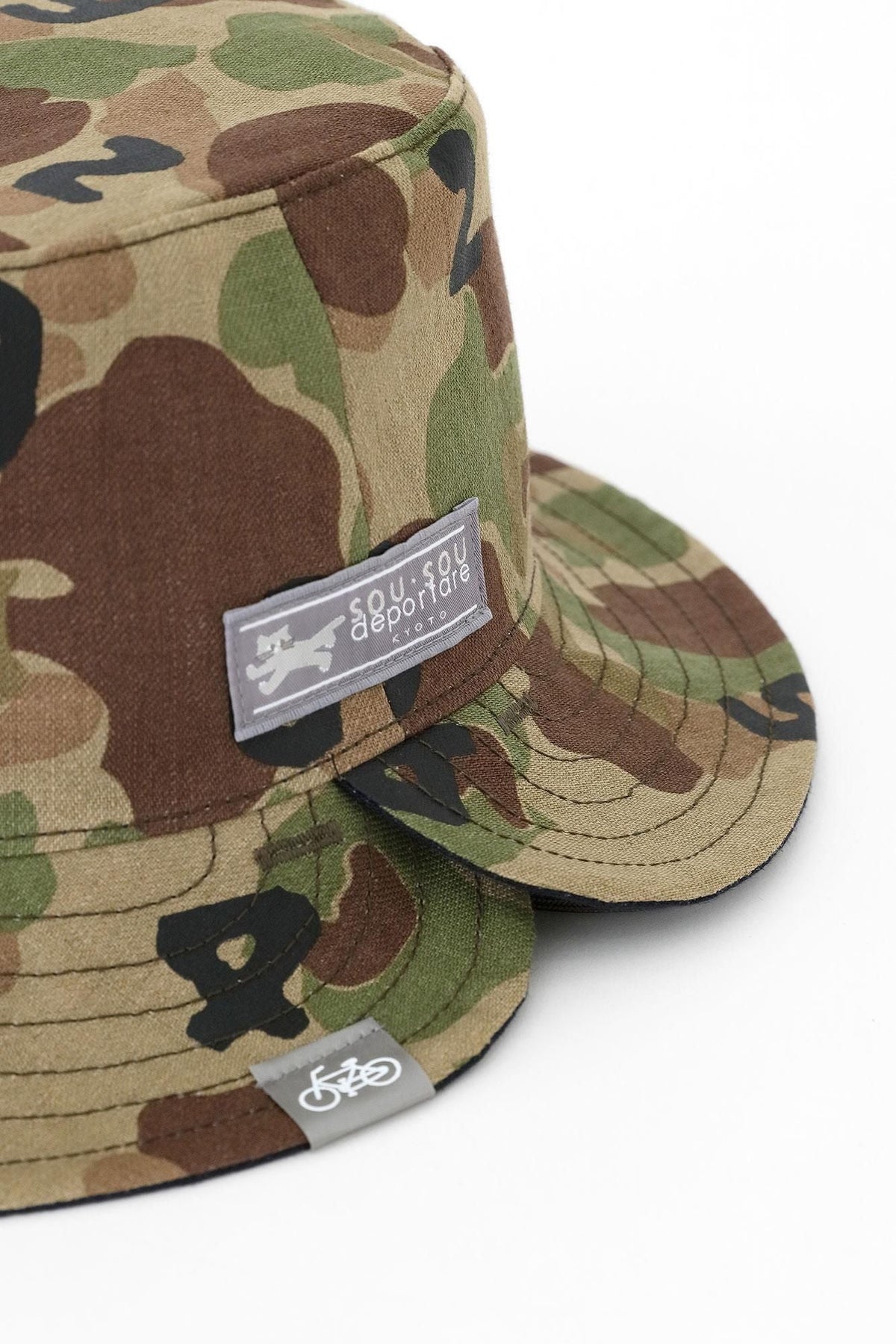 リネンツイル リバーシブル BIKE HAT／duck hunter camo SO-SU-U 空五倍子色（うつふしいろ）