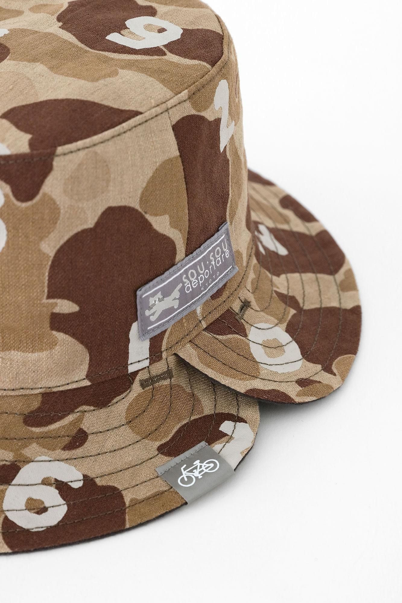 リネンツイル リバーシブル BIKE HAT／duck hunter camo SO-SU-U 白茶（しらちゃ）