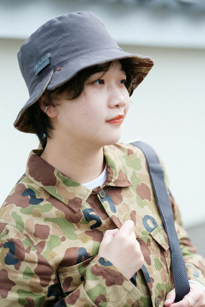 リネンツイル リバーシブル BIKE HAT／duck hunter camo SO-SU-U 白茶（しらちゃ）