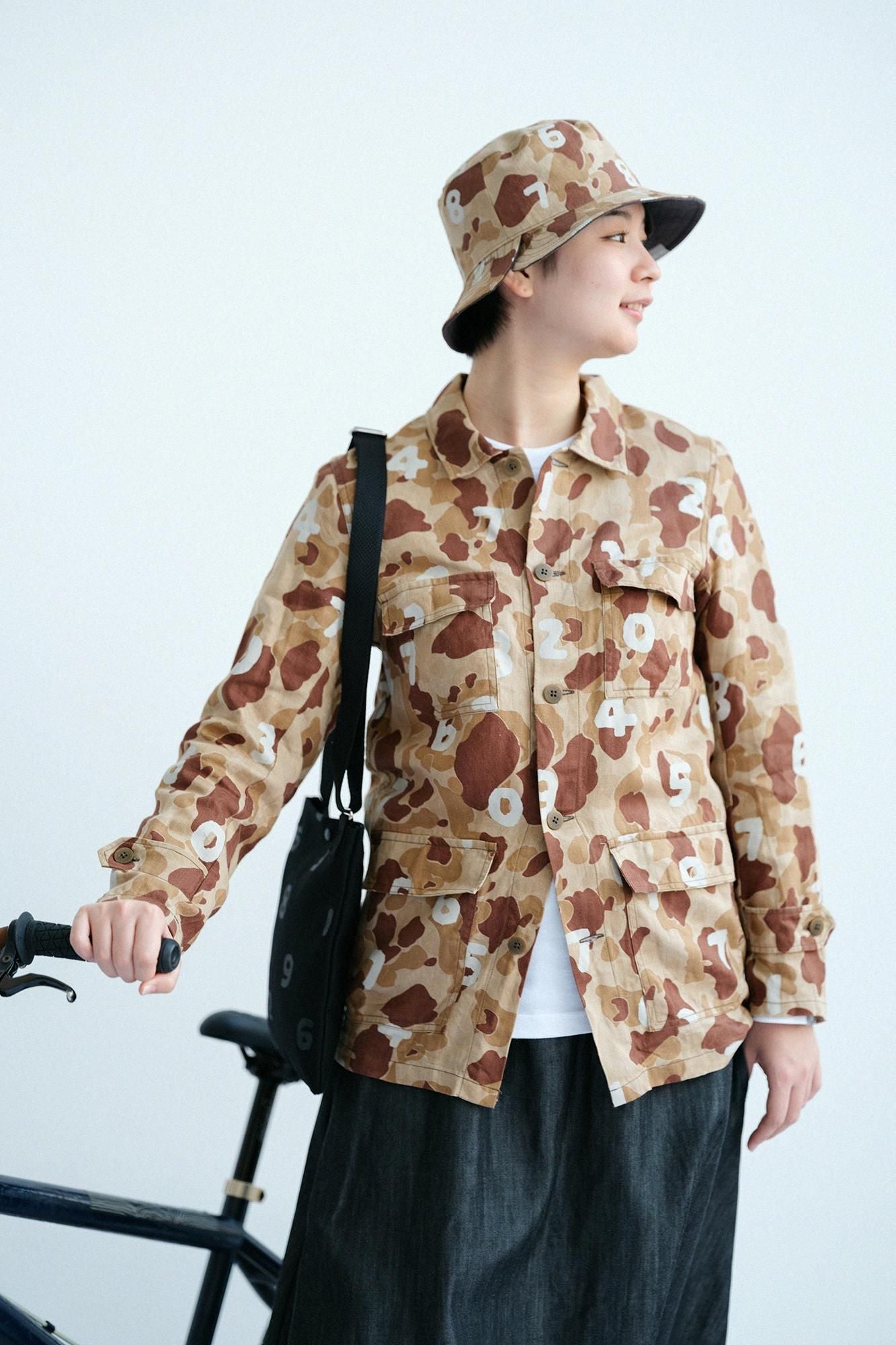 リネンツイル リバーシブル BIKE HAT／duck hunter camo SO-SU-U 白茶（しらちゃ）