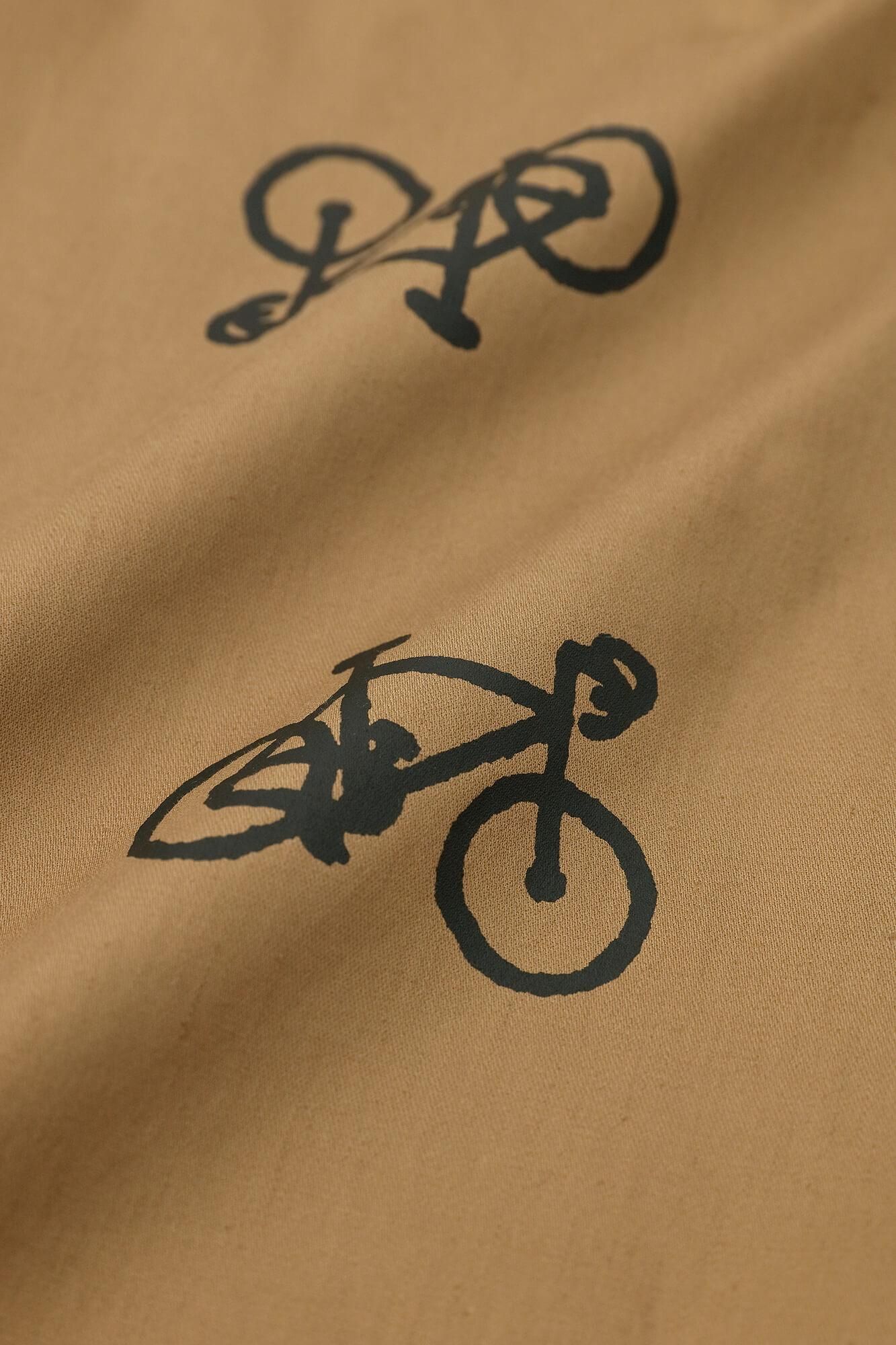 ストレッチ ラチネ織 BIKEジョードプル／ブラウン×チャリンチャリンあっちこっち