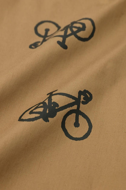 ストレッチ ラチネ織 BIKEジョードプル／ブラウン×チャリンチャリンあっちこっち