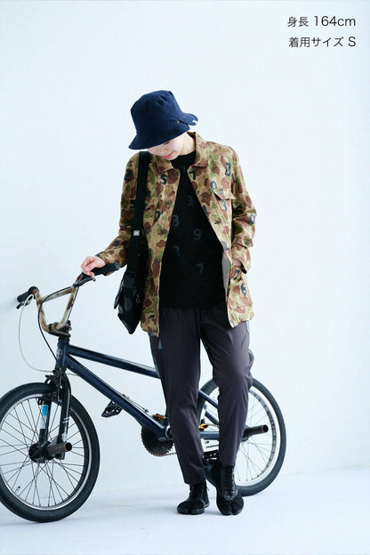 ストレッチ ラチネ織 BIKEジョードプル／ダークグレー×だんだん