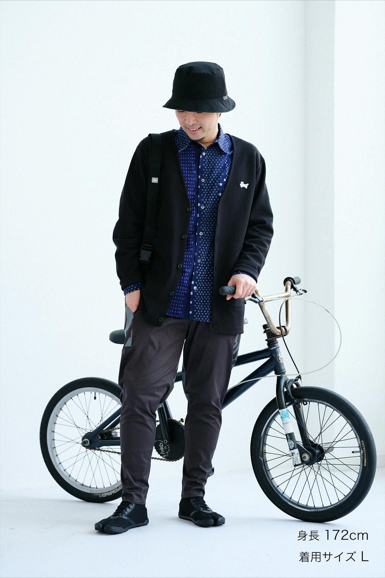 ストレッチ ラチネ織 BIKEジョードプル／ダークグレー×だんだん