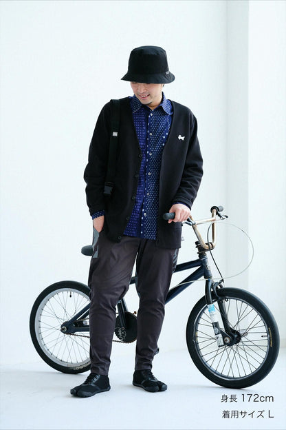 ストレッチ ラチネ織 BIKEジョードプル／ダークグレー×だんだん