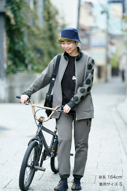 【net限定】ラッチパイルニット ZIP UP BIKEブルゾン／グレー×KPD