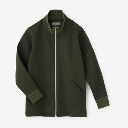 【net限定】　ラッチパイルニット ZIP UP BIKEブルゾン／オリーブグリーン×窓（まど）