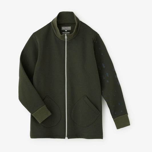 【net限定】　ラッチパイルニット ZIP UP BIKEブルゾン／オリーブグリーン×窓（まど）