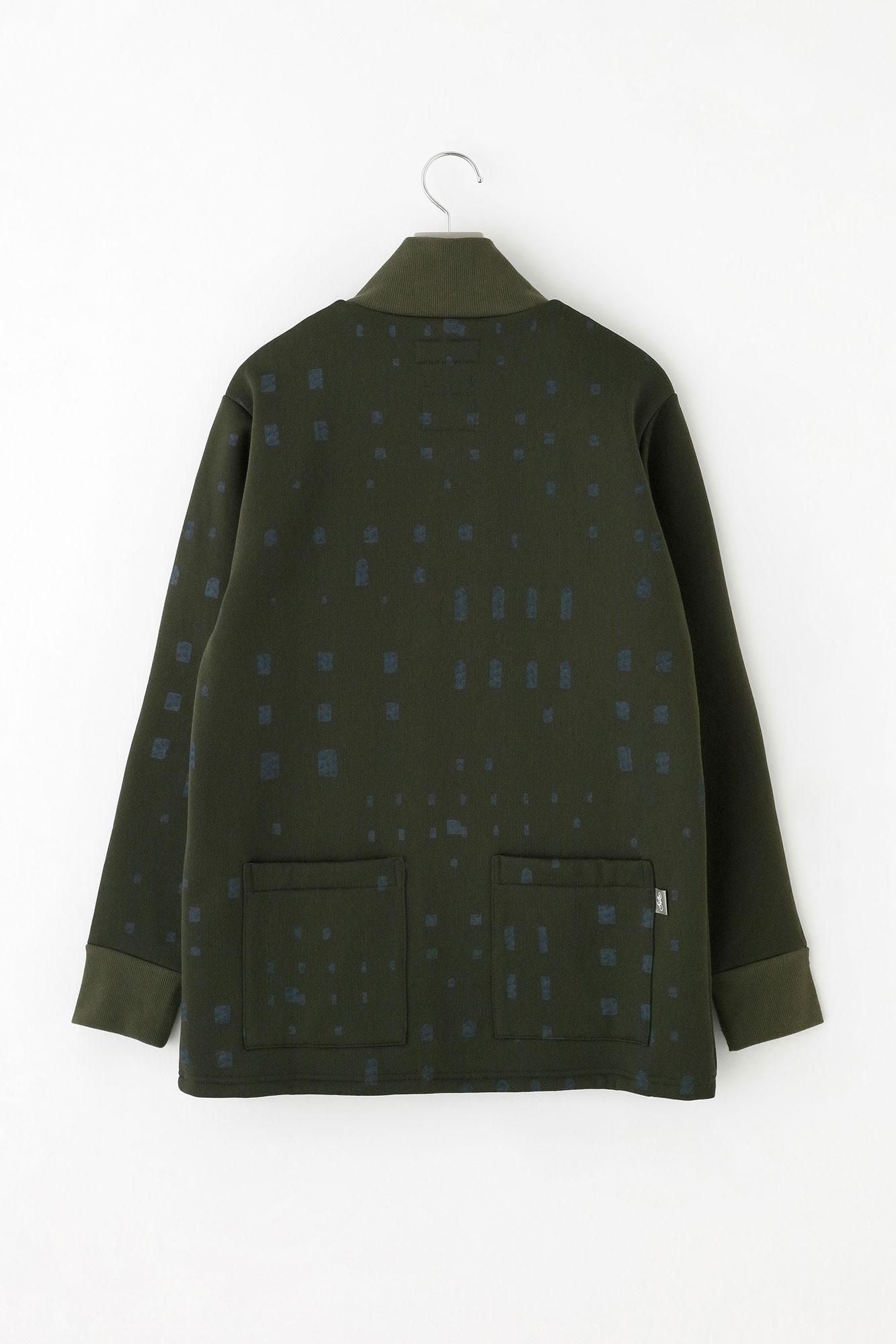 【net限定】　ラッチパイルニット ZIP UP BIKEブルゾン／オリーブグリーン×窓（まど）