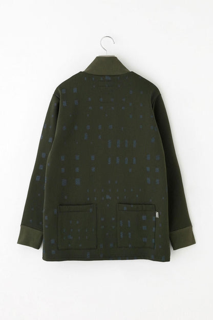 【net限定】　ラッチパイルニット ZIP UP BIKEブルゾン／オリーブグリーン×窓（まど）