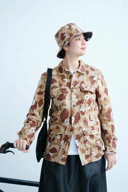 リネンツイル カーゴジャケット／duck hunter camo SO-SU-U 白茶（しらちゃ）