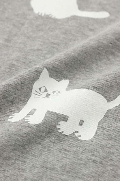 ねこ 半袖Tシャツ[5.0]／ヘザーグレー