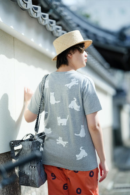ねこ 半袖Tシャツ[5.0]／ヘザーグレー