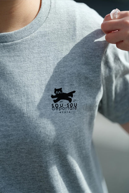 ねこ 半袖Tシャツ[5.0]／ヘザーグレー