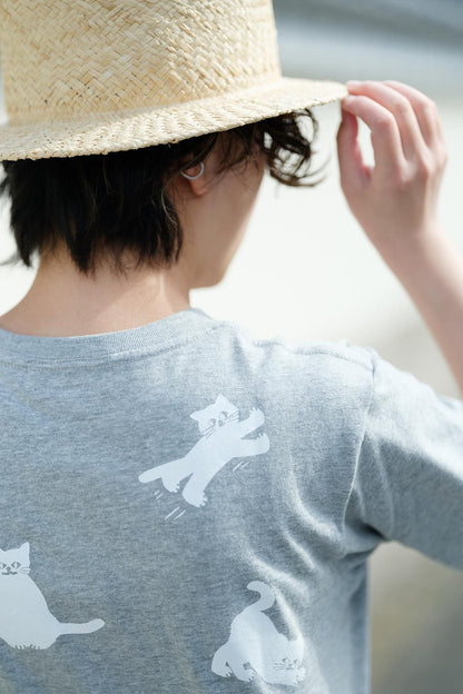 ねこ 半袖Tシャツ[5.0]／ヘザーグレー
