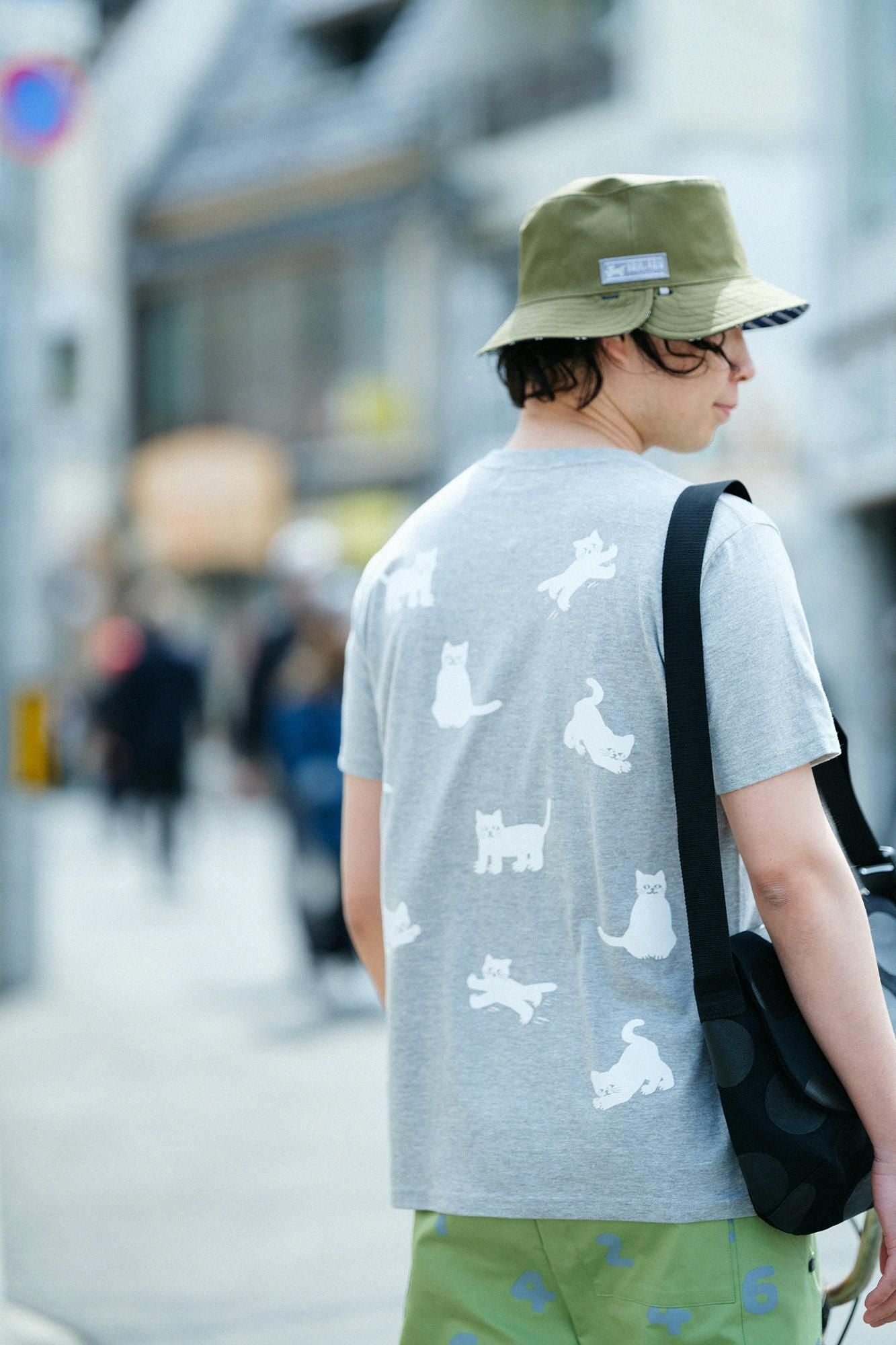 ねこ 半袖Tシャツ[5.0]／ヘザーグレー