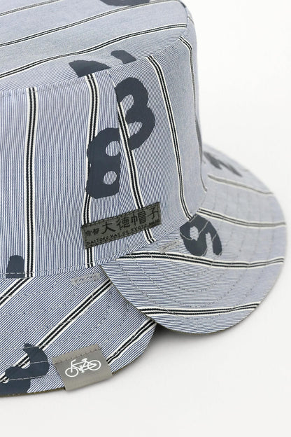 サテンストライプ リバーシブル BIKE HAT／SO-SU-U 灰青（はいあお）