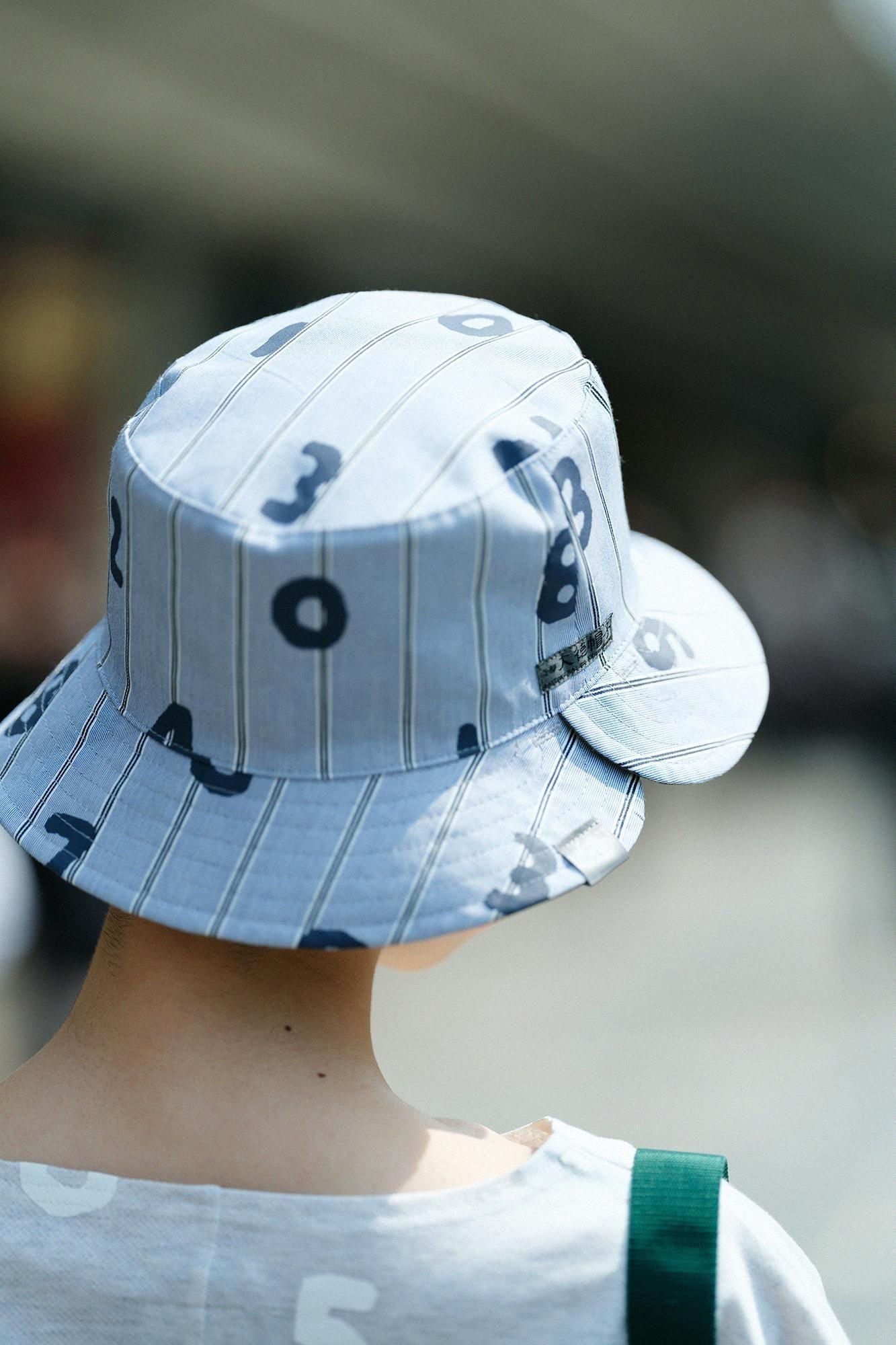サテンストライプ リバーシブル BIKE HAT／SO-SU-U 灰青（はいあお）