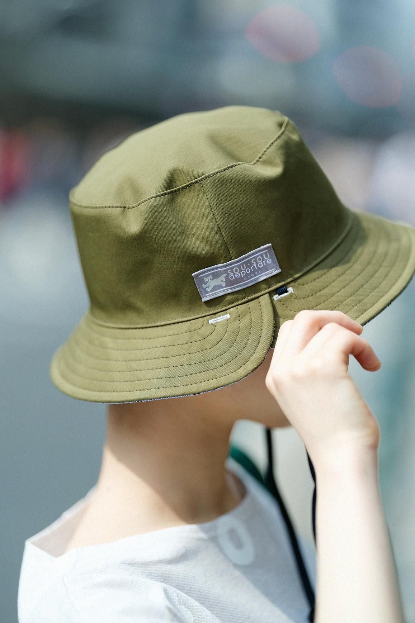 サテンストライプ リバーシブル BIKE HAT／SO-SU-U 灰青（はいあお）
