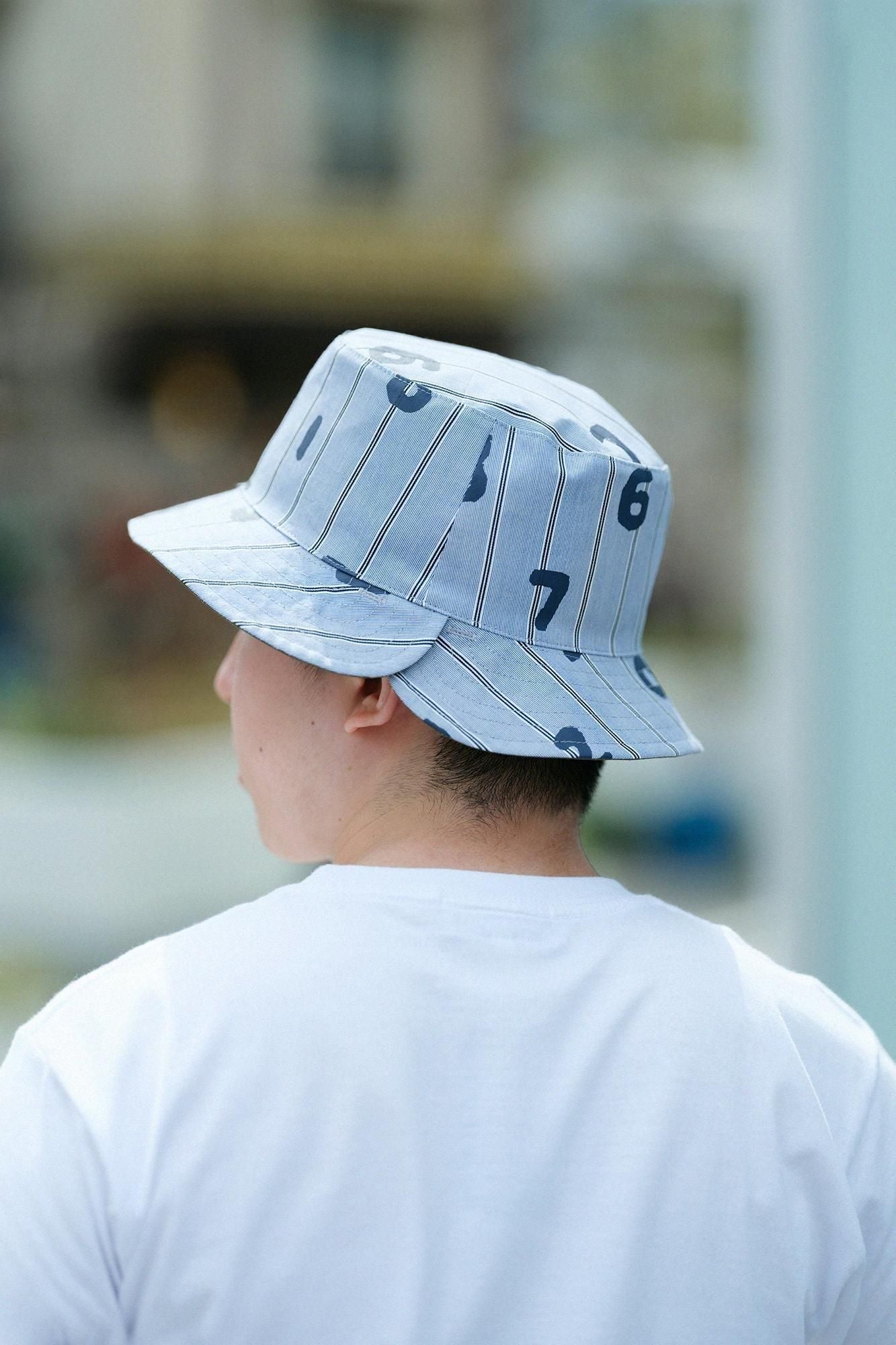 サテンストライプ リバーシブル BIKE HAT／SO-SU-U 灰青（はいあお）