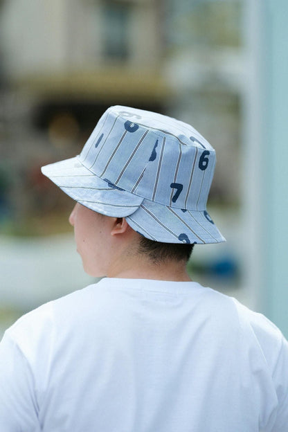 サテンストライプ リバーシブル BIKE HAT／SO-SU-U 灰青（はいあお）