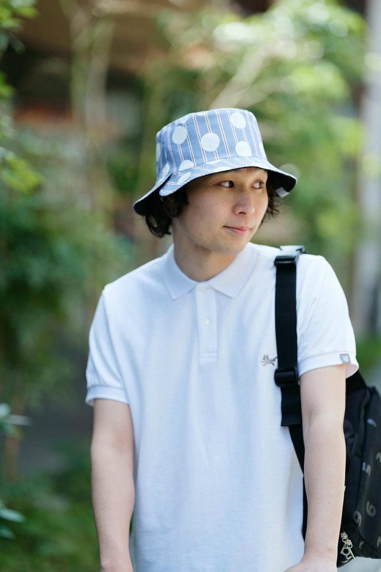 サテンストライプ リバーシブル BIKE HAT／すいぎょく 紺青（こんじょう）