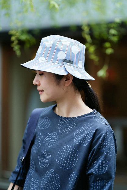 サテンストライプ リバーシブル BIKE HAT／すいぎょく 紺青（こんじょう）