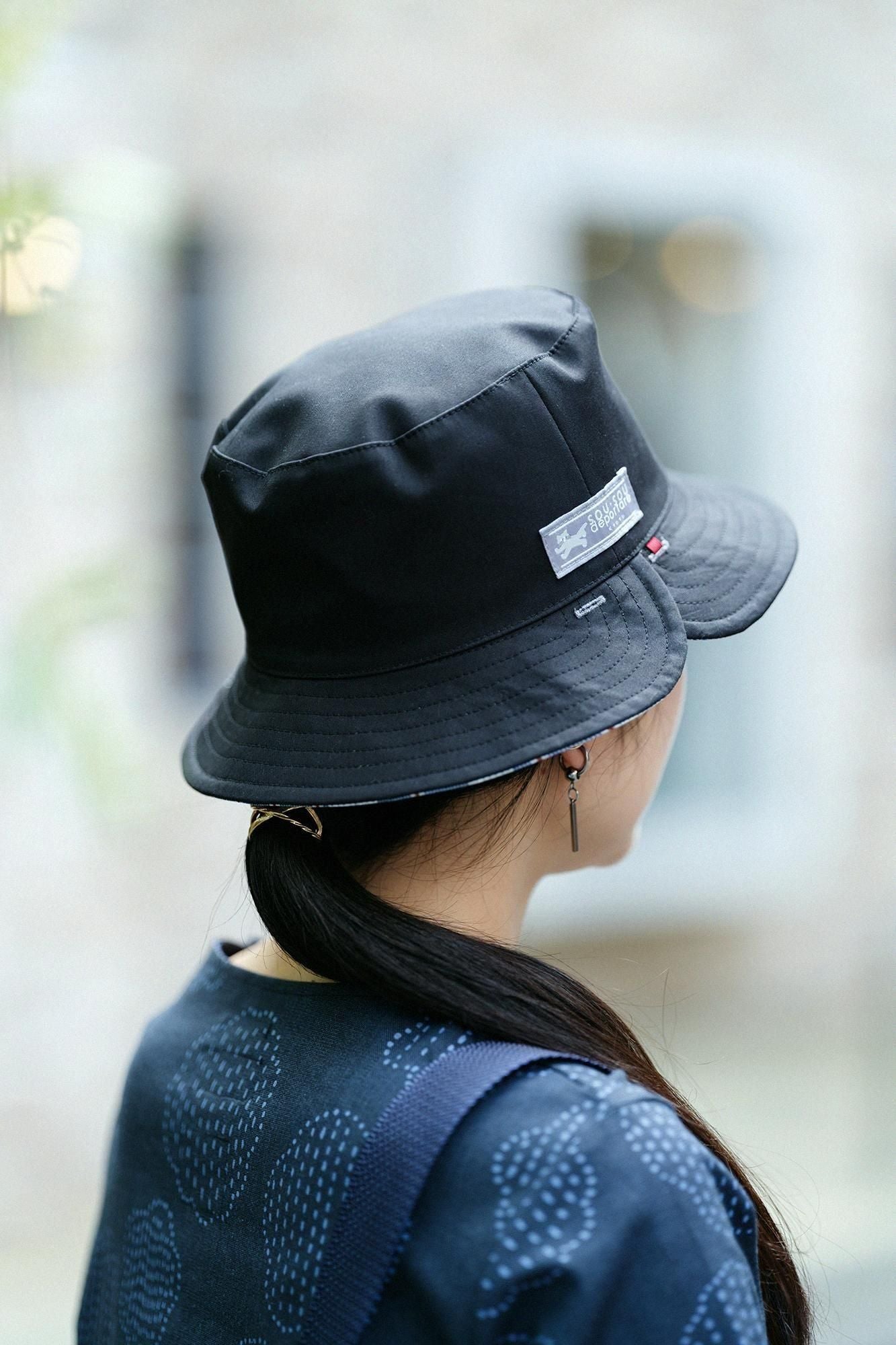 サテンストライプ リバーシブル BIKE HAT／すいぎょく 紺青（こんじょう）