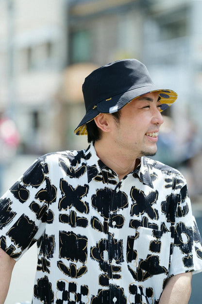 サテンストライプ リバーシブル BIKE HAT／すいぎょく 山吹茶（やまぶきちゃ）