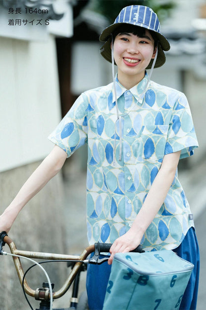 【net限定】高島縮 20/20 半袖シャツ／輪（わ）つなぎ 水影（みずかげ）