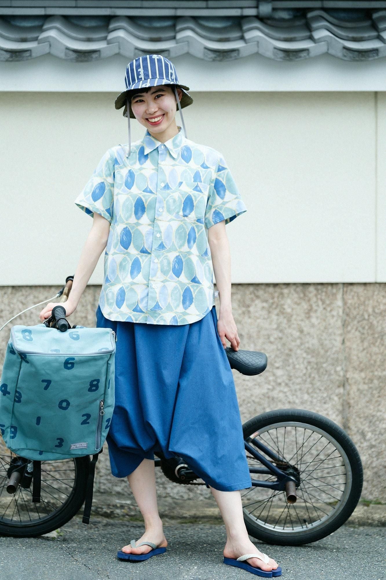 【net限定】高島縮 20/20 半袖シャツ／輪（わ）つなぎ 水影（みずかげ）