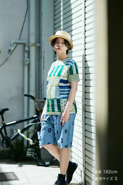 高島縮 40/40 半袖Tシャツ／重ね（かさね）
