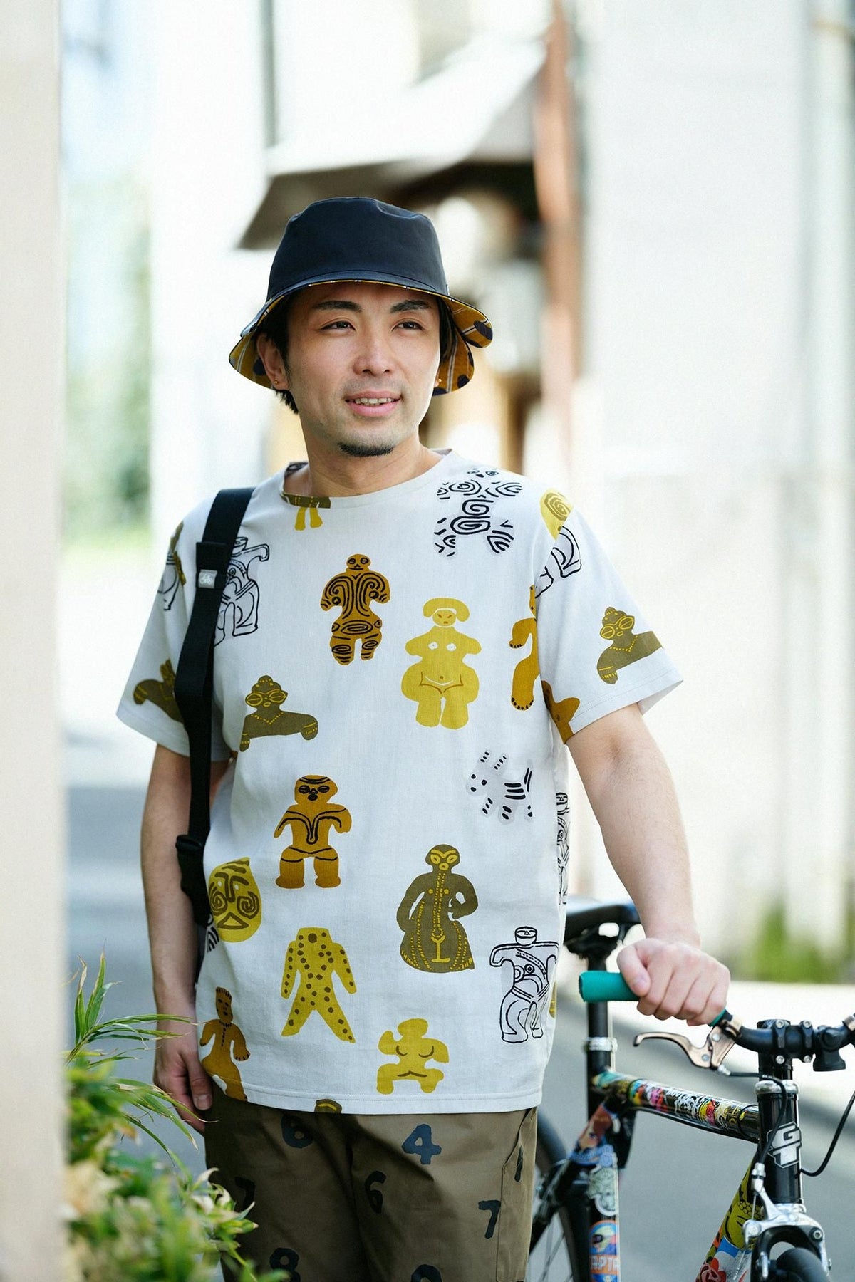 高島縮 40/40 半袖Tシャツ／土偶（どぐう）