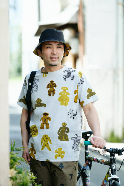 高島縮 40/40 半袖Tシャツ／土偶（どぐう）