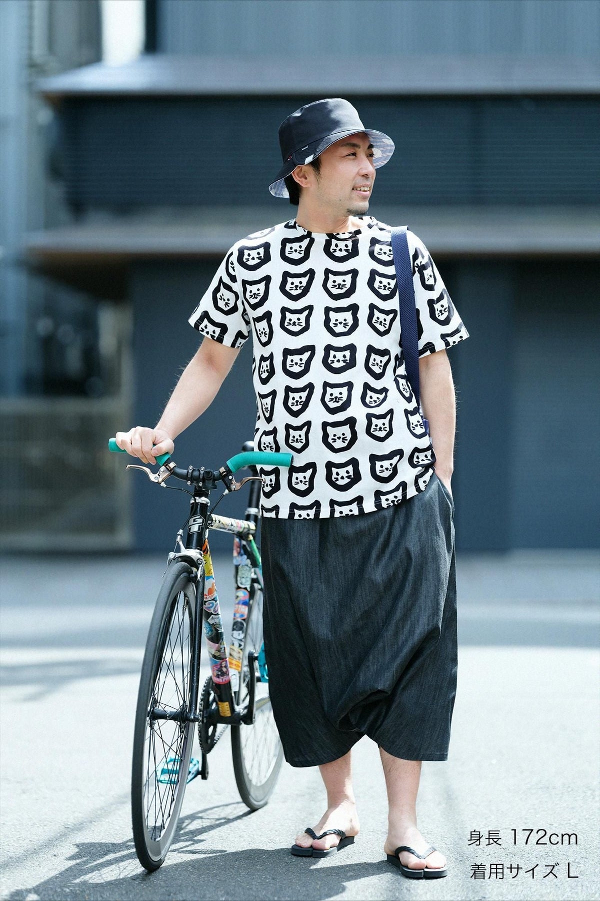 高島縮 40/40 半袖Tシャツ／コネコ まばら
