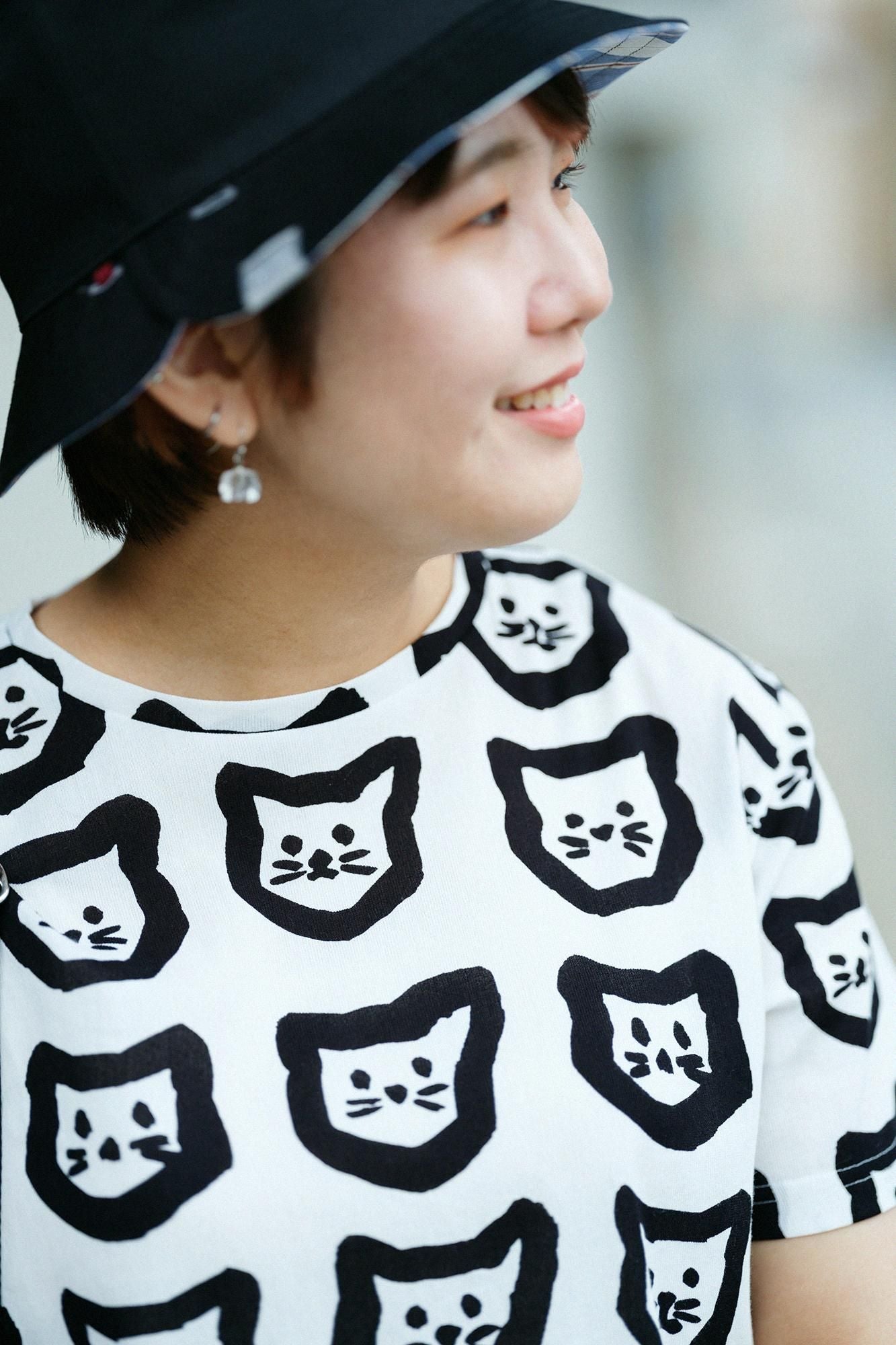 高島縮 40/40 半袖Tシャツ／コネコ まばら