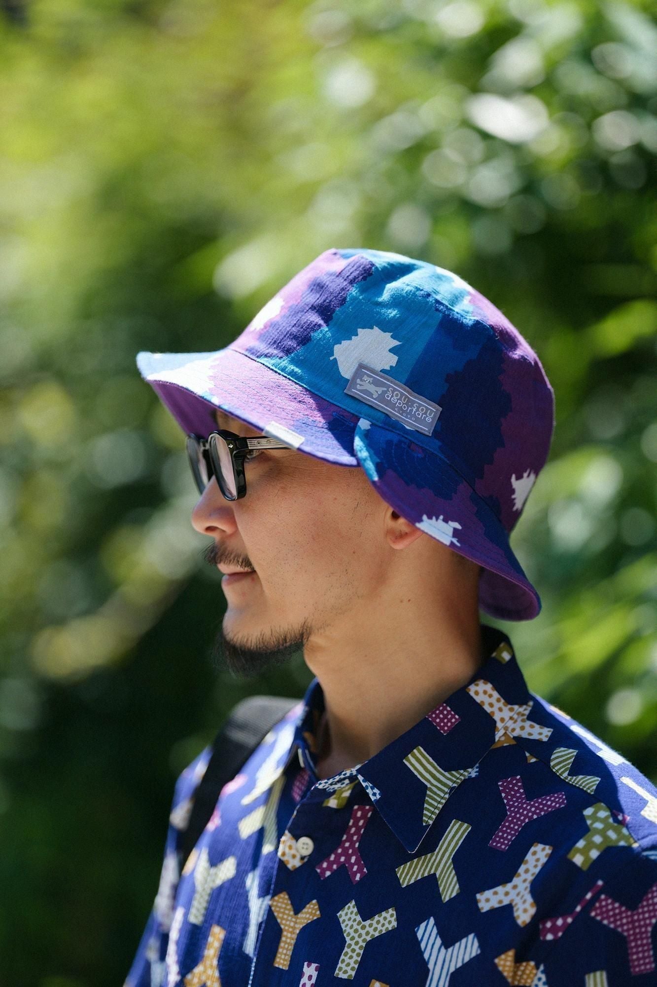高島縮 20/20 リバーシブル BIKE HAT／咲きほこる