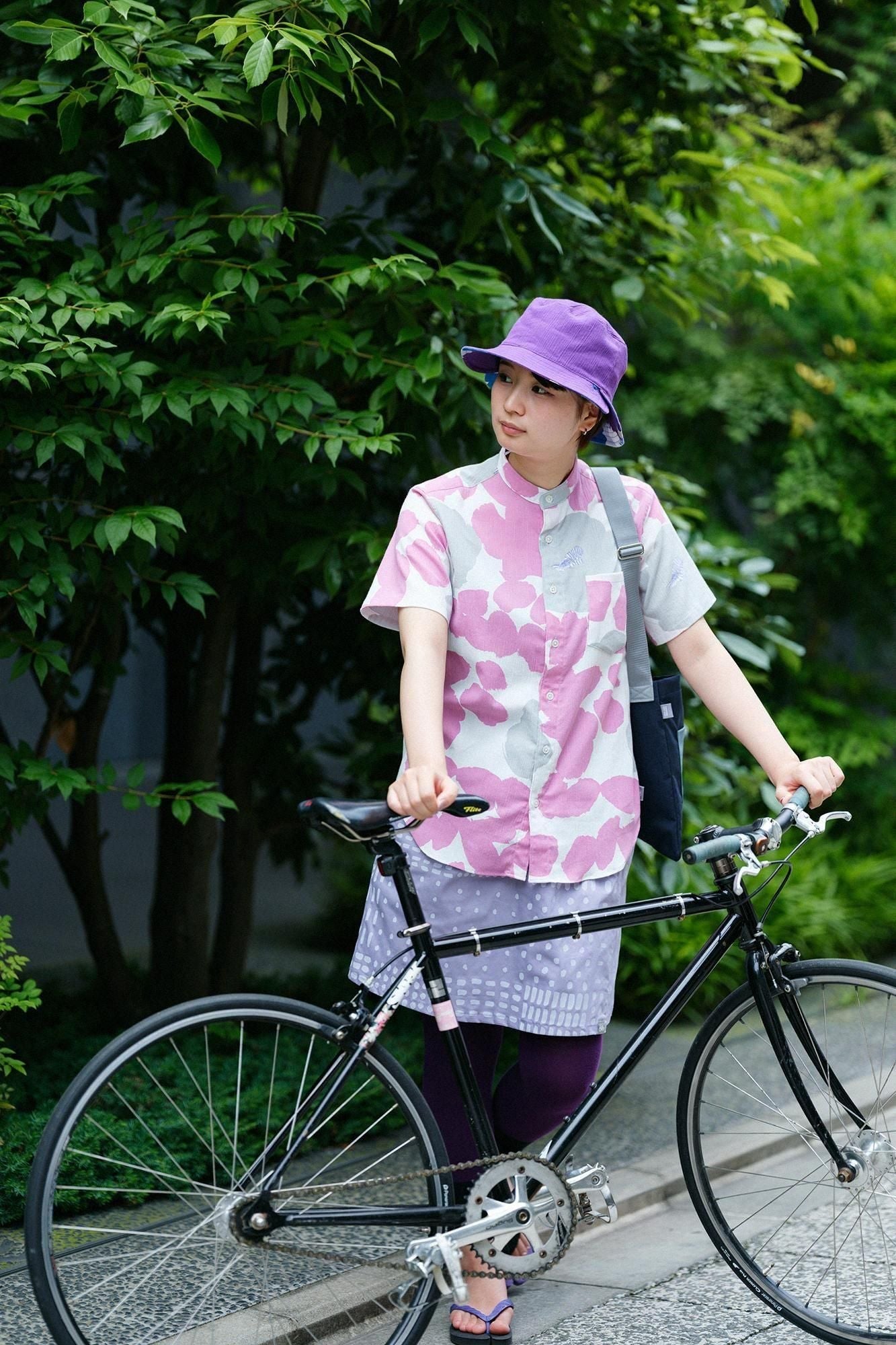 高島縮 20/20 リバーシブル BIKE HAT／咲きほこる